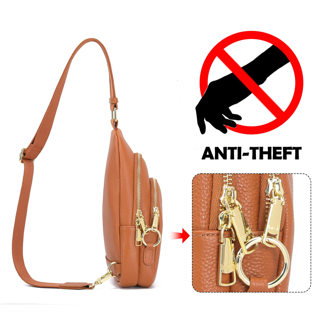 INICAT Small Crossbody Sling Bags Faux Leather Fanny Packs Purses for Women Everyday & Travel
