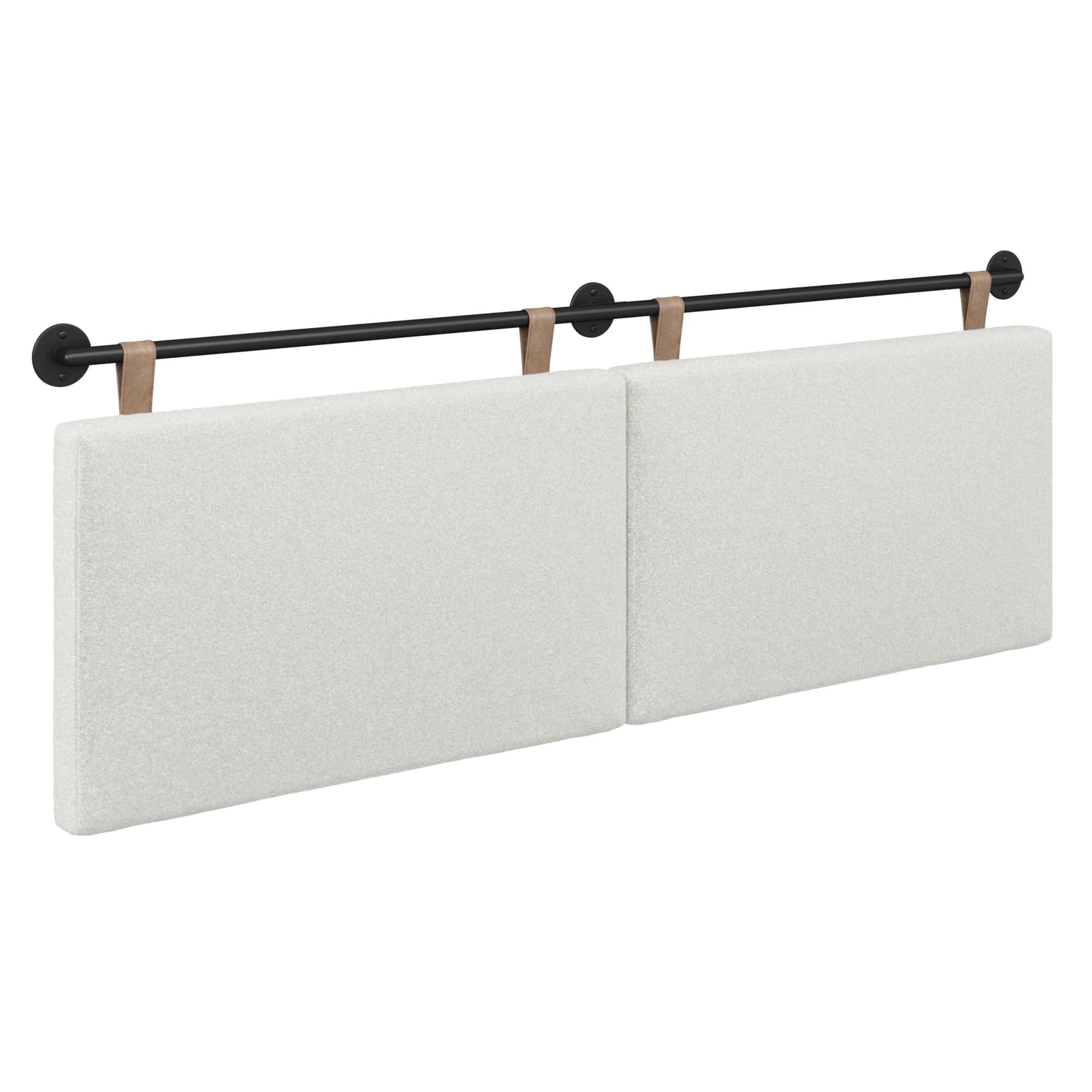 Nathan James Harlow Modern Wall Mount Hanging Headboard, Queen, Brown Faux Leather