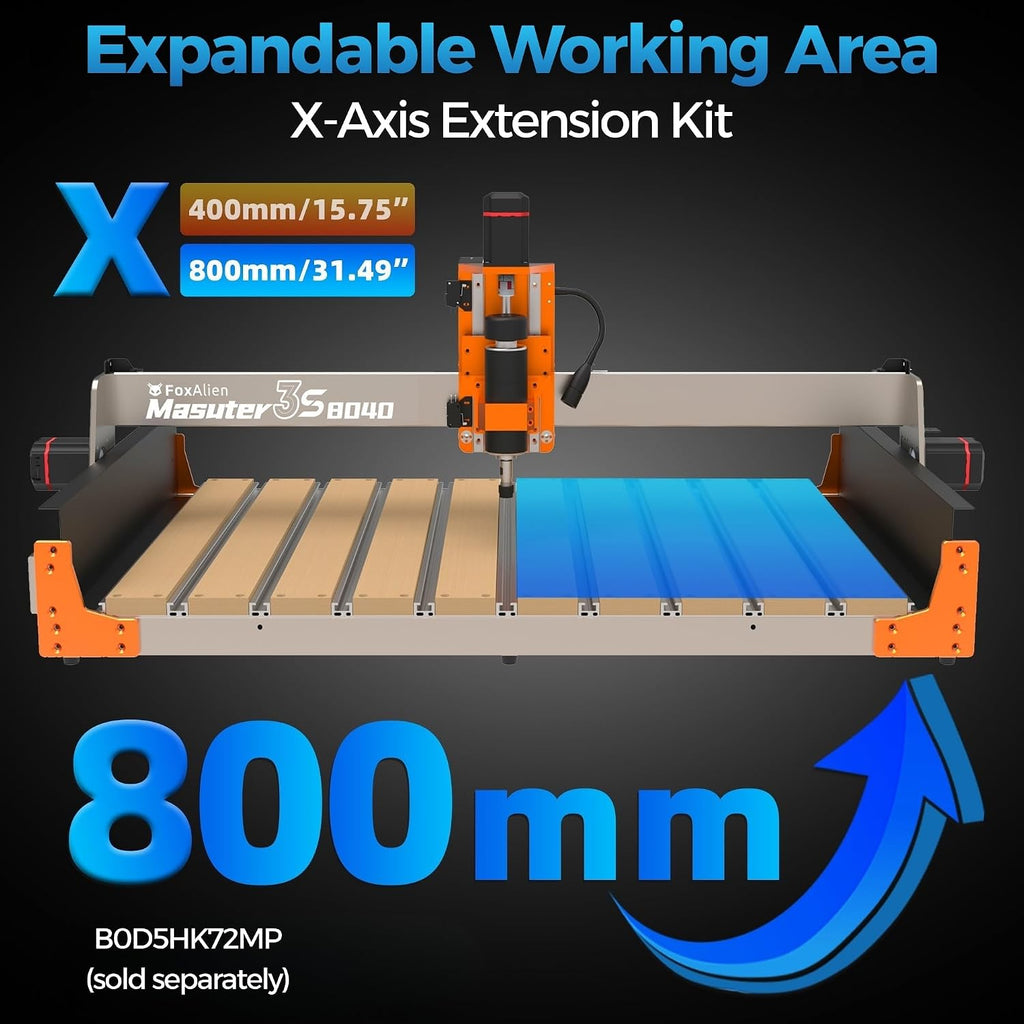 FoxAlien Masuter 3S CNC Router Machine with NEMA 23 Closed-Loop Stepper Motor, 400W Spindle 3 Axis Engraving Milling Machine for Wood Acrylic Aluminum Carving Cutting