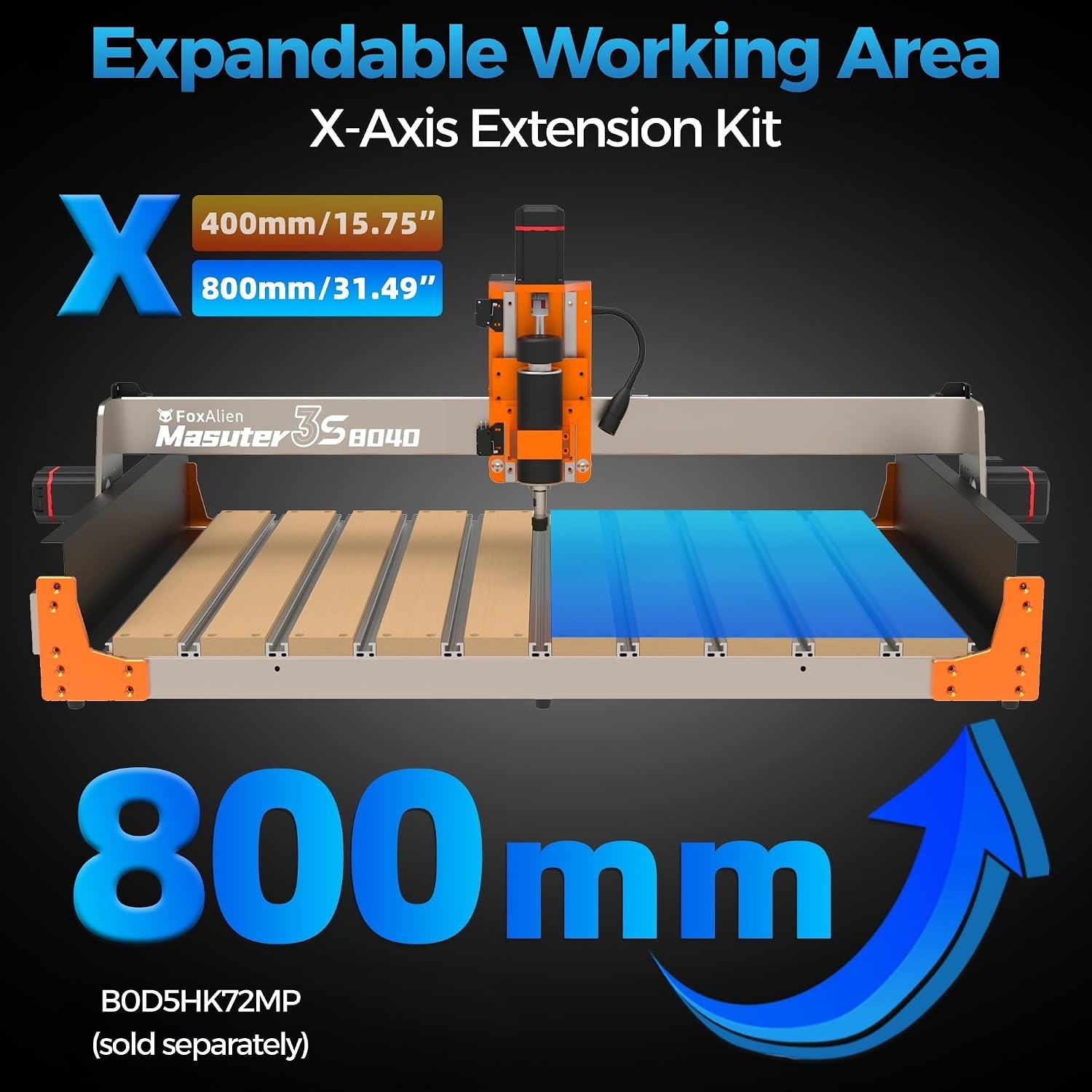 FoxAlien Masuter 3S CNC Router Machine with NEMA 23 Closed-Loop Stepper Motor, 400W Spindle 3 Axis Engraving Milling Machine for Wood Acrylic Aluminum Carving Cutting