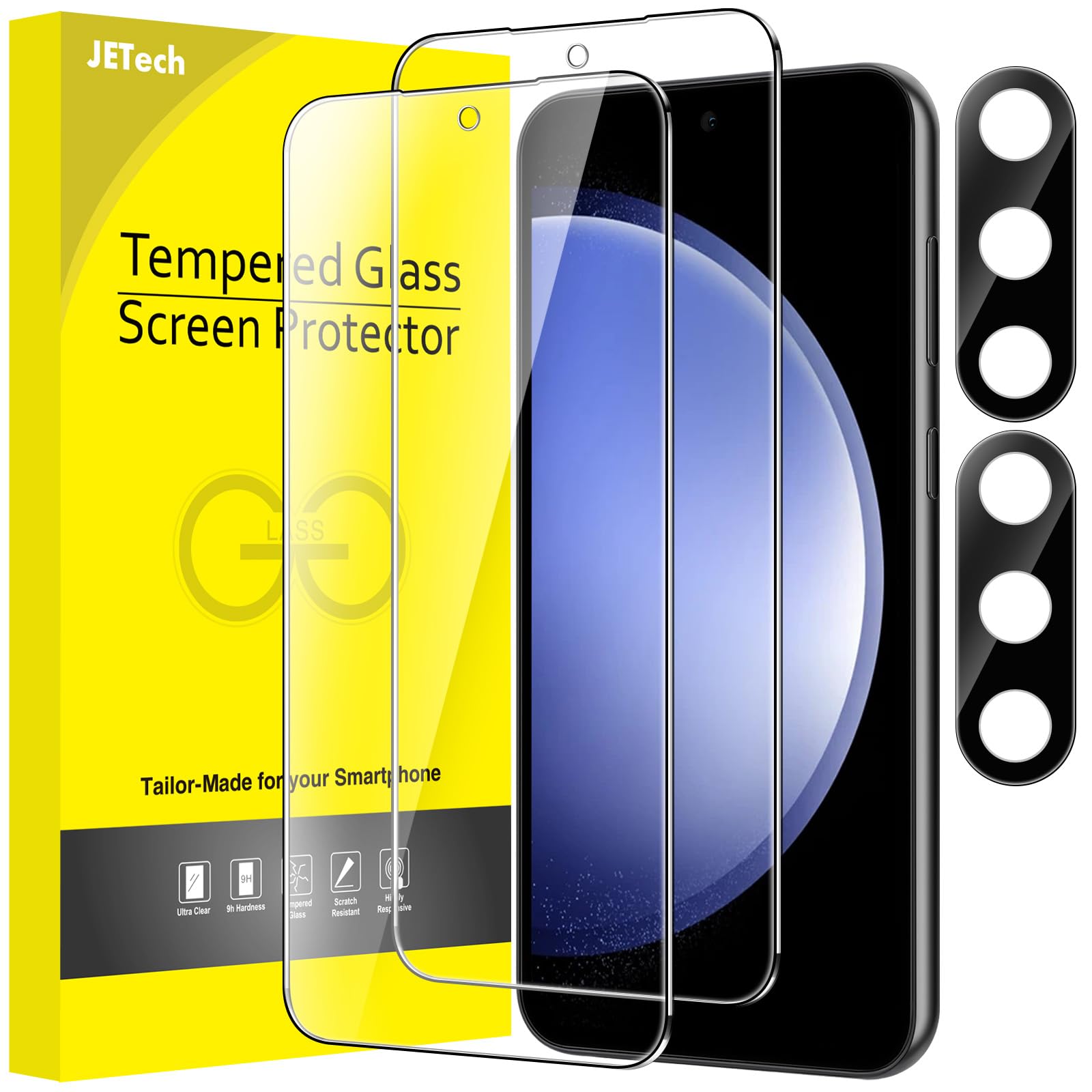 JETech Screen Protector for Samsung Galaxy S20 FE 6.5-Inch with Camera Lens Protector, Tempered Glass Film, Fingerprint ID Compatible, HD Clear, 2-Pack Each