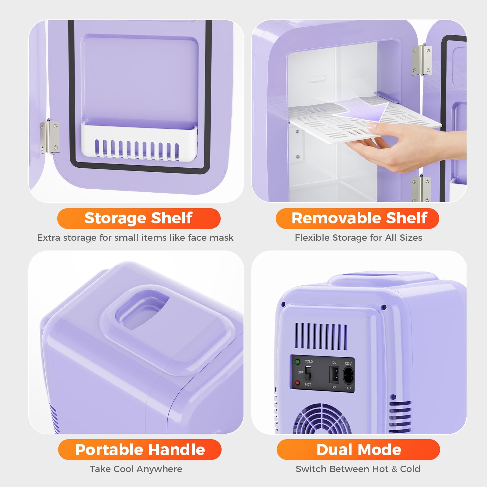 YASHE Mini Fridge, 4 Liter/6 Can Mini Makeup Fridge, 110V AC/ 12V DC Portable Thermoelectric Cooler&Warmer for Skincare, Drink, Cosmetic, Medicine, Small fridge for Bedroom, Office, Dorm, Car, Black