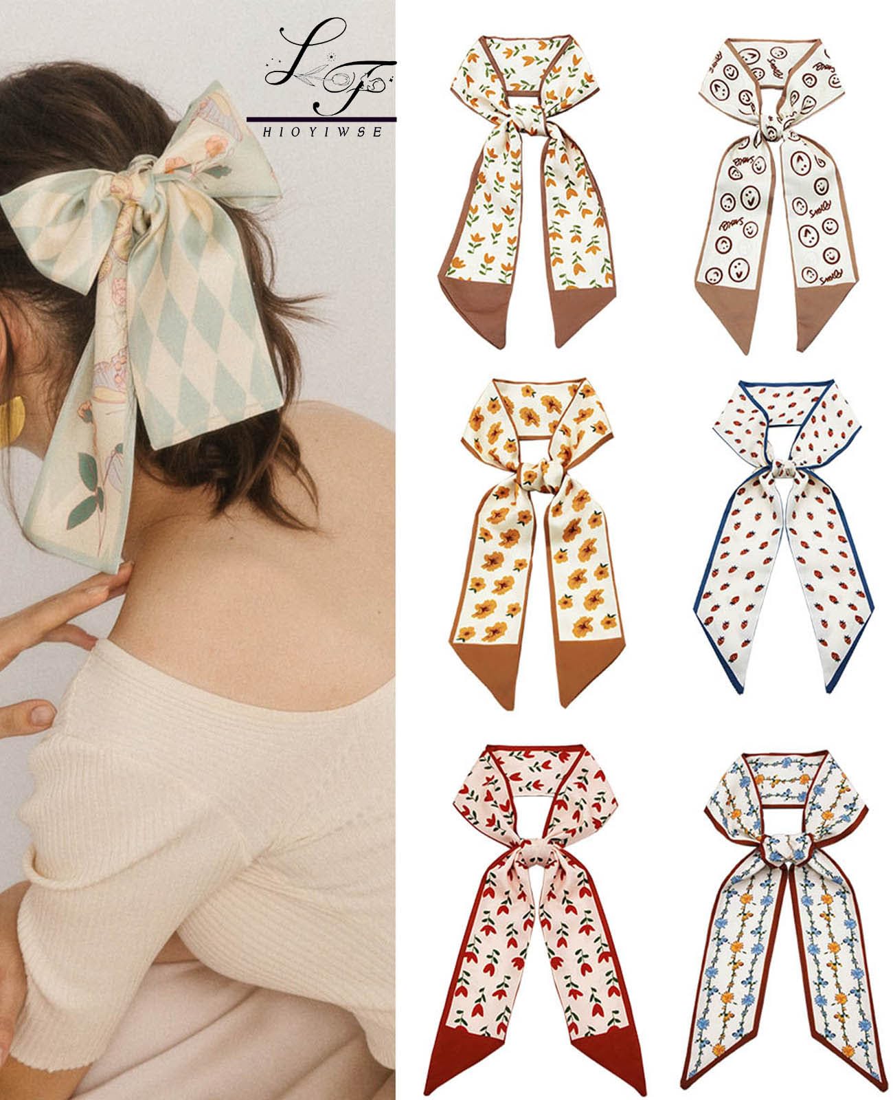 Hioyiwse Purse Scarf Handbags For Women Skinny Hair Neck Accessories Scarves With Bag Scarfs Handle Fashion Lightweight