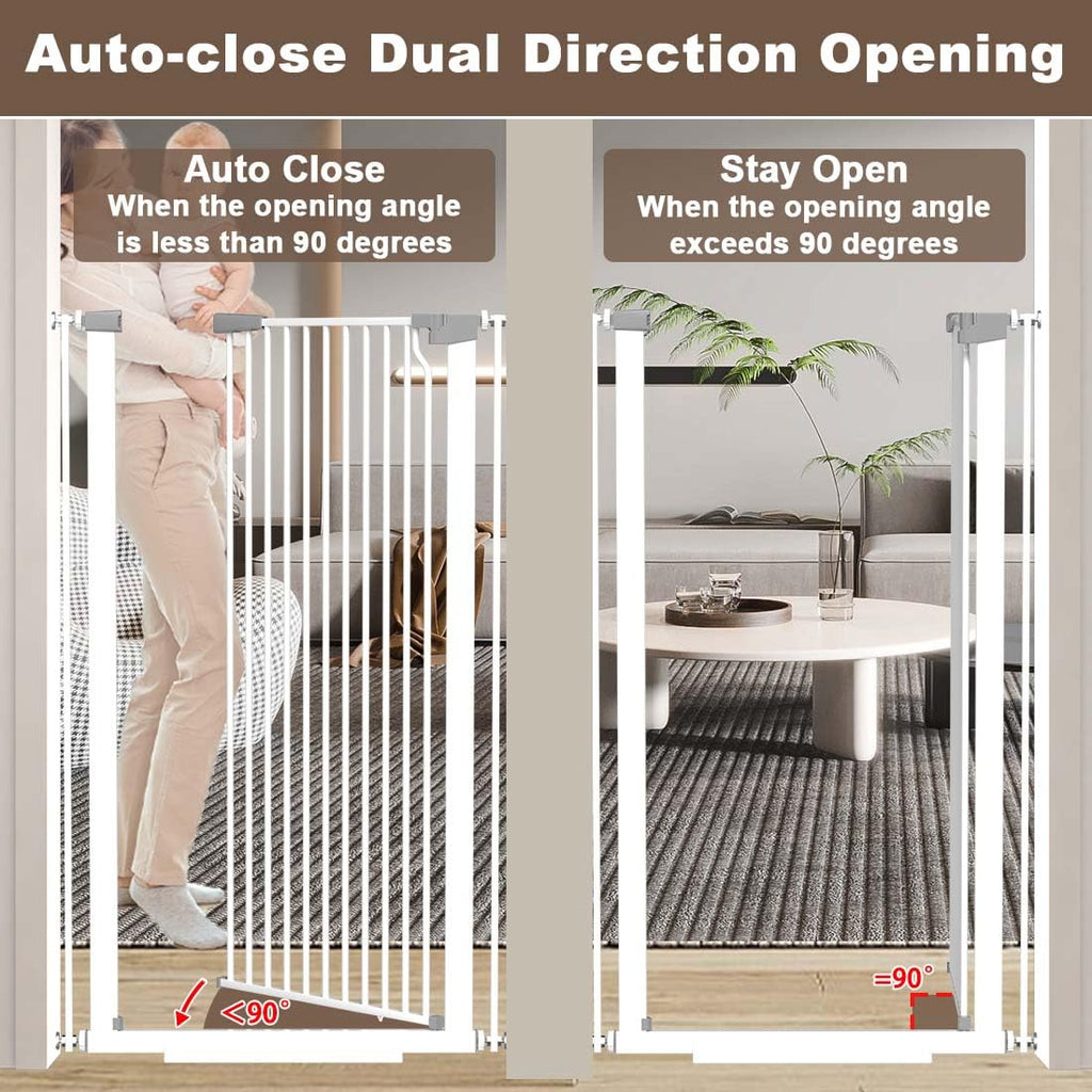 Fairy Baby 51.1" Extra Tall Pet Gate, 29.5"-32.6" Adjustable Width Auto Close Encrypted Tall Dog Gate, Cat Proof Metal Gate Indoor for Doorway Hallways, Pressure Mounted Child Safety Gates, Black
