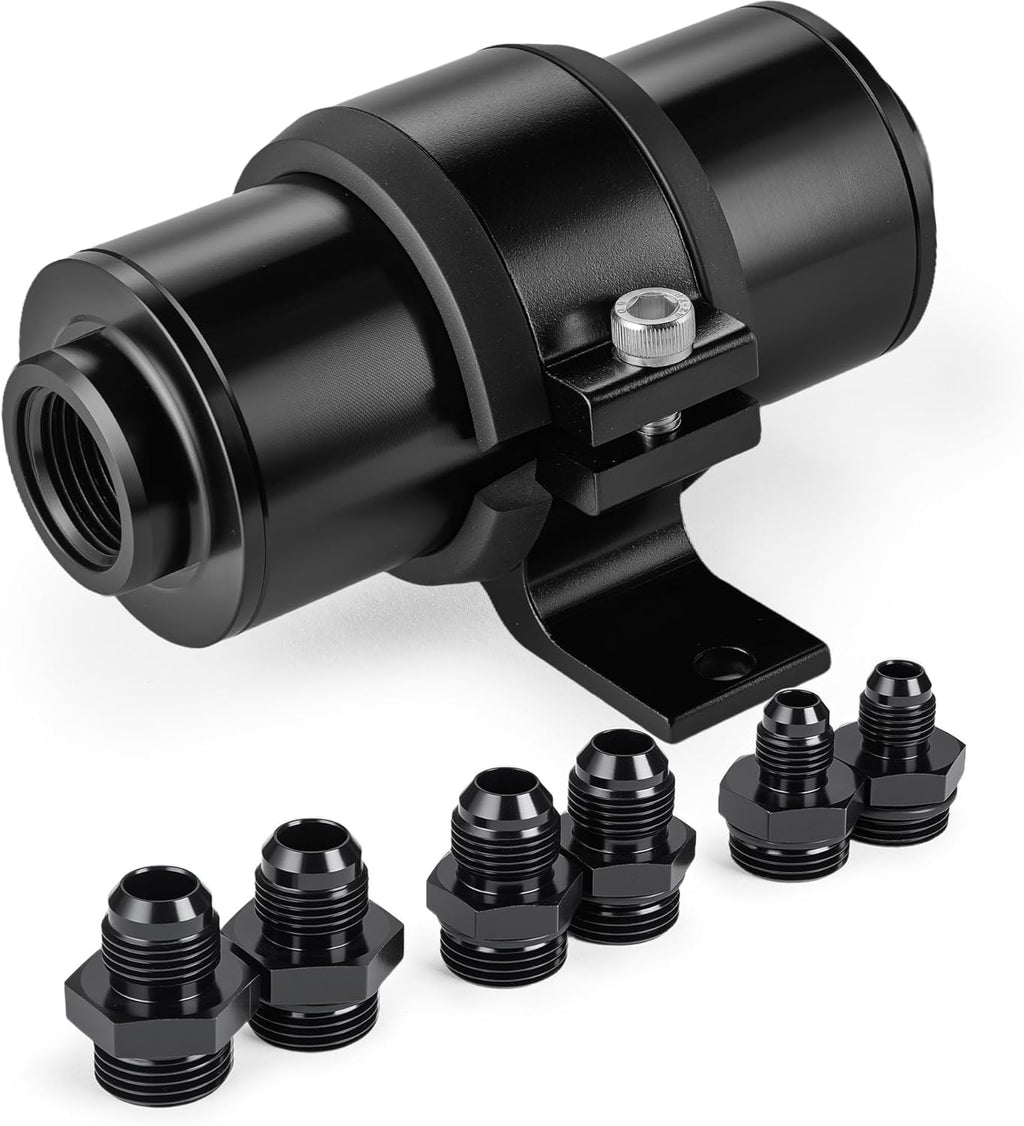 EVIL ENERGY Inline Fuel Filter 10 Micron with 6AN 8AN 10AN Adapter&Bracket Clamp 50MM Universal