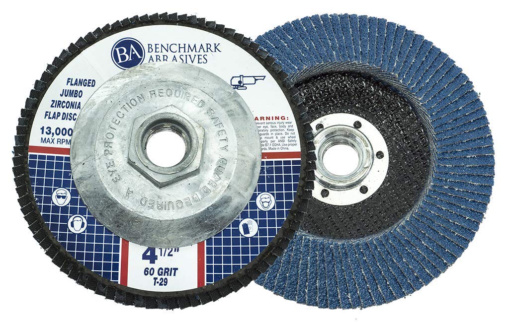 Benchmark Abrasives 4.5" x 5/8"-11 Premium High Density Jumbo Zirconia Type 29 Flap Discs 4 1/2 for Angle Grinder, Sanding Discs, Finishing - Grinding Wheels 4 1/2 Inch (10 Pack) - 40 Grit