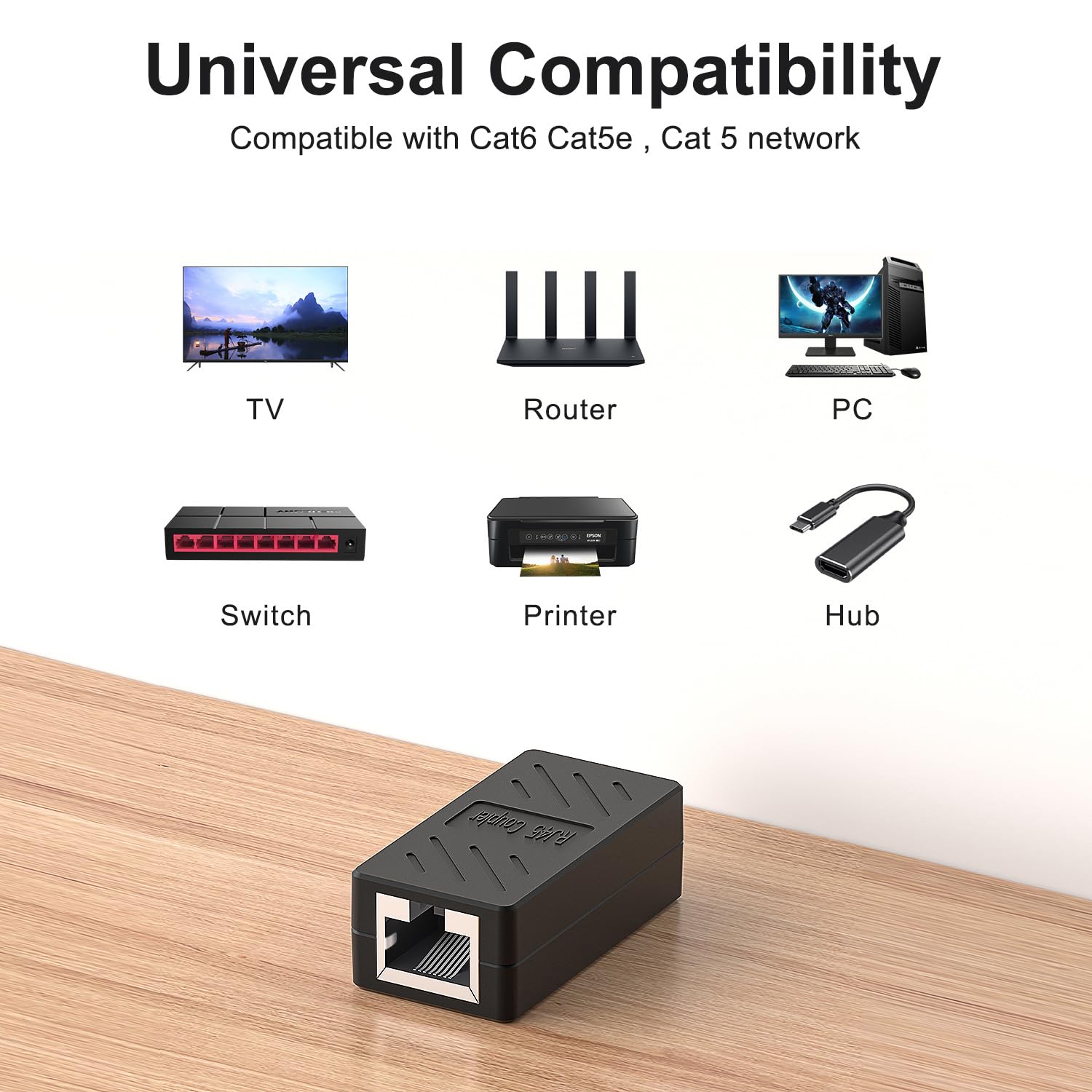 ZUZONG IP68 Waterproof RJ45 Coupler Splitter, Waterproof Ethernet Coupler 1 in 2 Out Splitter IP68 Ethernet Outdoor LAN Cable Connector for Cat5/Cat5e/Cat6/Cat7/Cat8 Ethernet Cable (1 Pair Female)