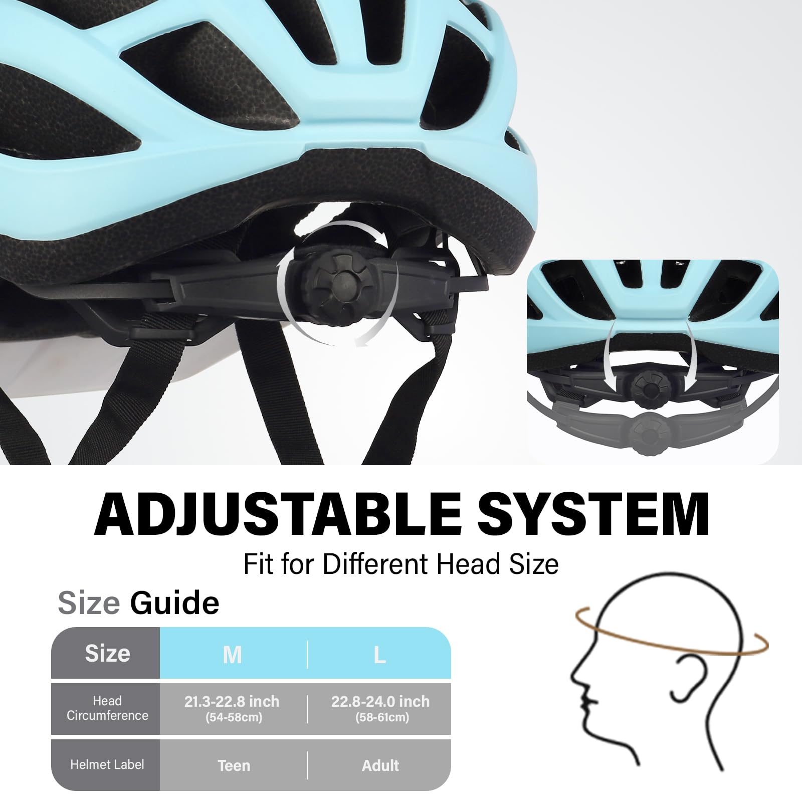 Youth Adult Road Bike Helmet, Men Women Adjustable Mountain Bicycle Helmet with Detachable Visor, 2 Sizes for Age 8-14+ Youth, Kids, Adult