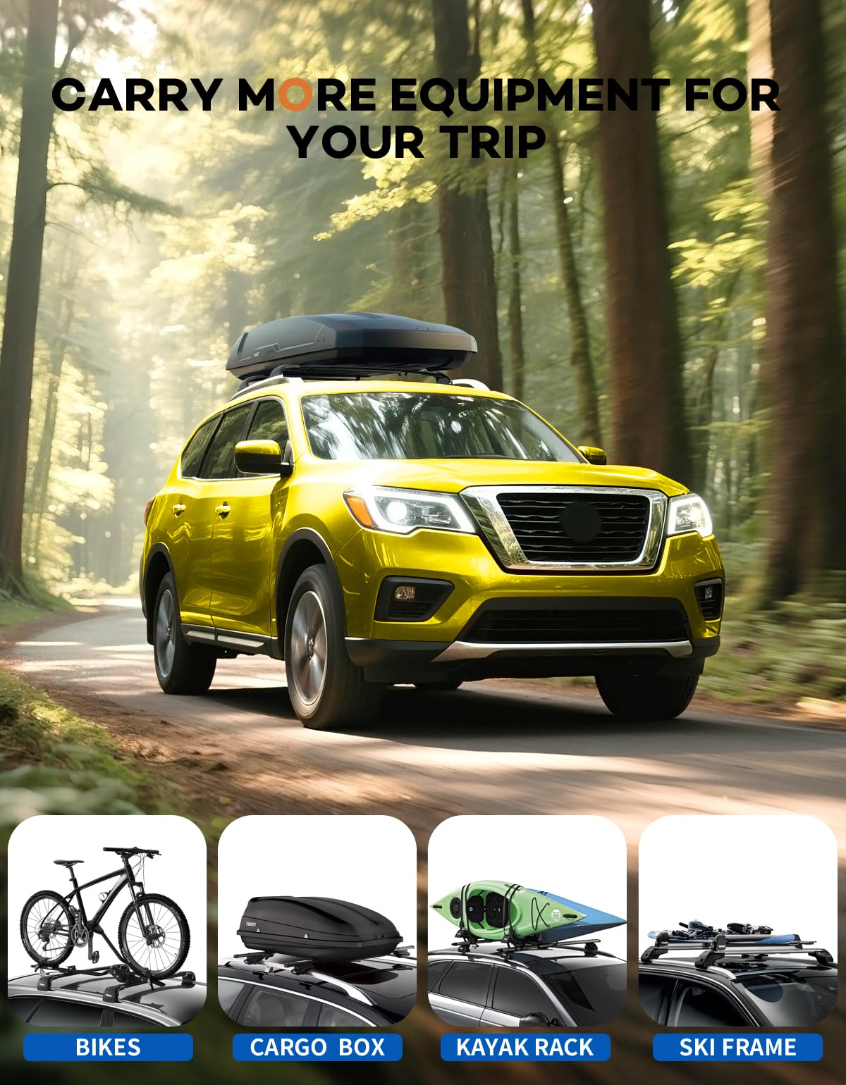 Wonderdriver Roof Rack Cross Bars 300lbs Compatible with Cadillac XT4 2019-2025,Heavy Duty All-Metal Aluminum Roof Rails Crossbars Cargo Canoe Black Rooftop Cargo Carrier Luggage.