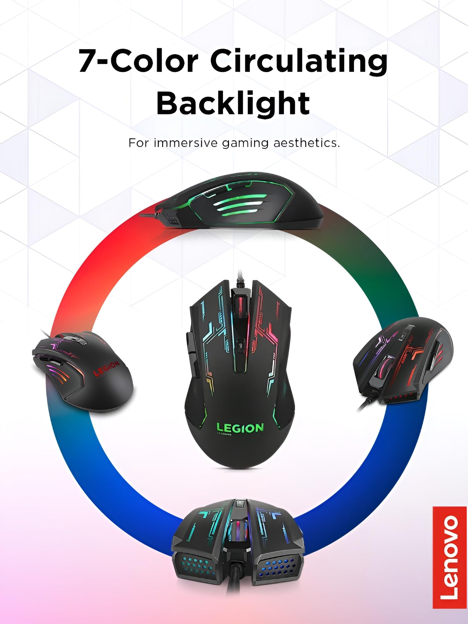Lenovo Legion KM310 RGB Wired Gaming Keyboard & Mouse Combo - K310 Keyboard w/Silent Operation & Compact Water-Resistant Design - M300S Mouse with 8000 Adjustable DPI, 220 IPS, 6 Programmable Buttons