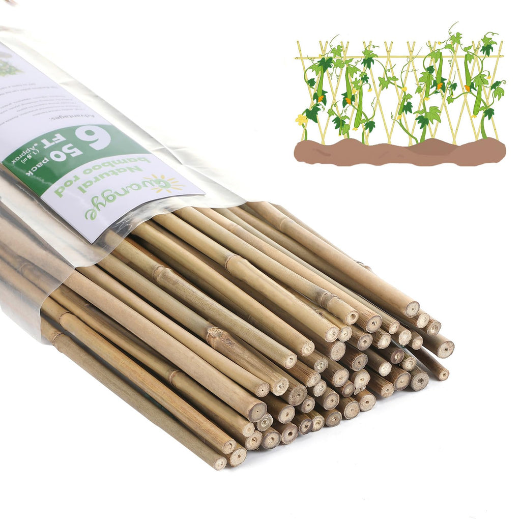 Plant Bamboo Post,3Feet,Bamboo Garden Stakes,50PcsBamboo Stakes,for Tomato,Beans,Vegetable and Flowers, Potted Plants,Indoor and Outdoor Climbing Plants
