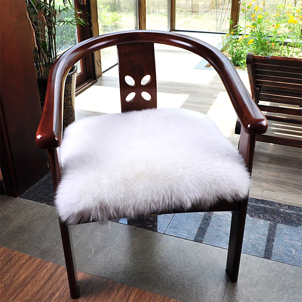Softlife Black Faux Fur Sheepskin Chair Cover Seats Cushion Pad Super Soft Area Rugs for Living Bedroom Sofa Dorm (1.6ft x 1.6ft)