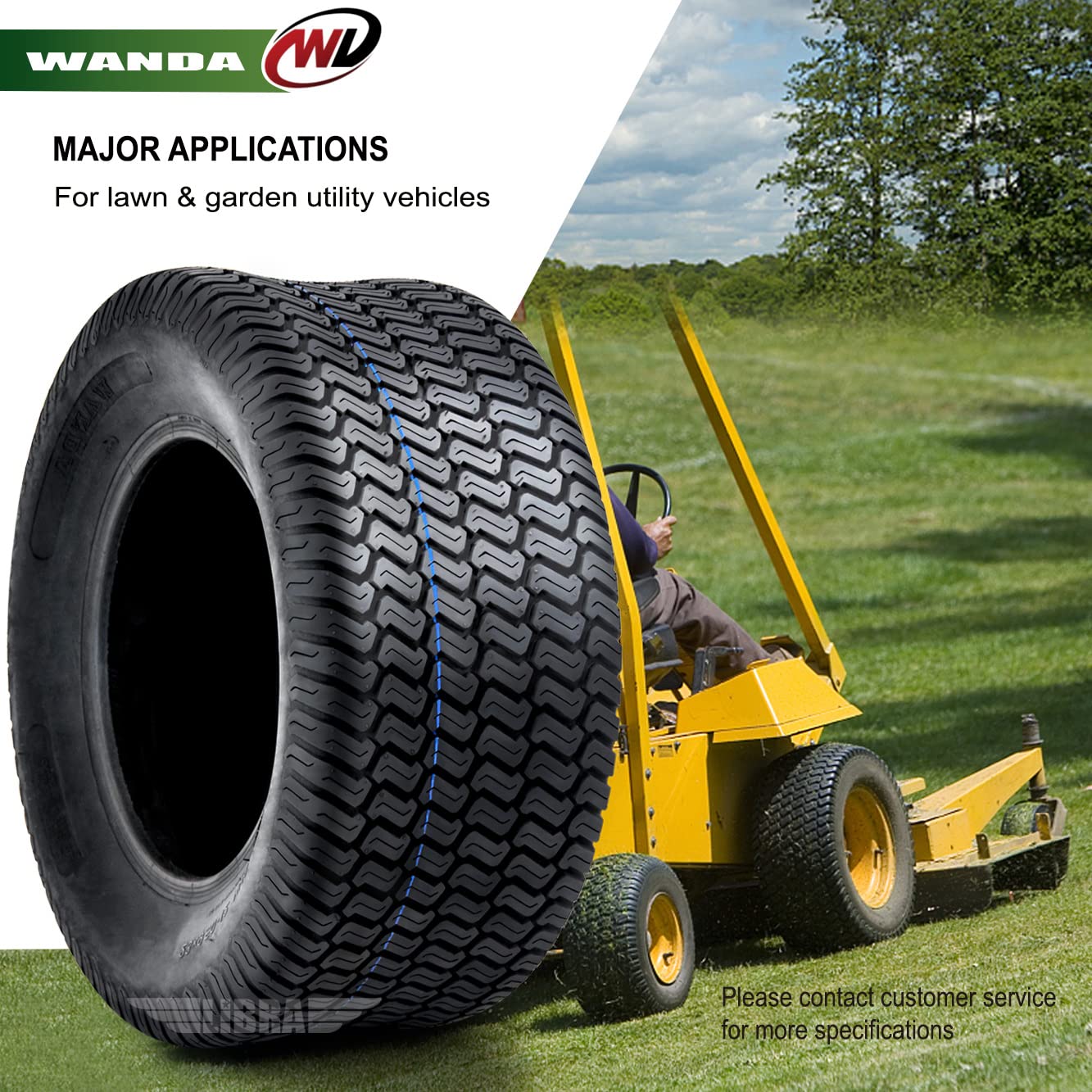WANDA 11x4-5 Zero Turn Lawn Mower Utility Cart Turf Tire 11x4x5 11x4.00-5/4 Ply - 13204