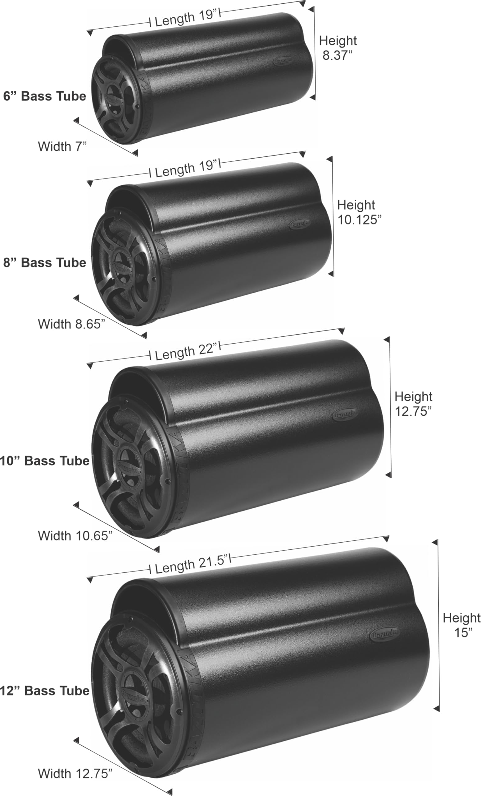 Bazooka BTA6100 BT Series 6-Inch 100-Watt Amplified Tube Subwoofer
