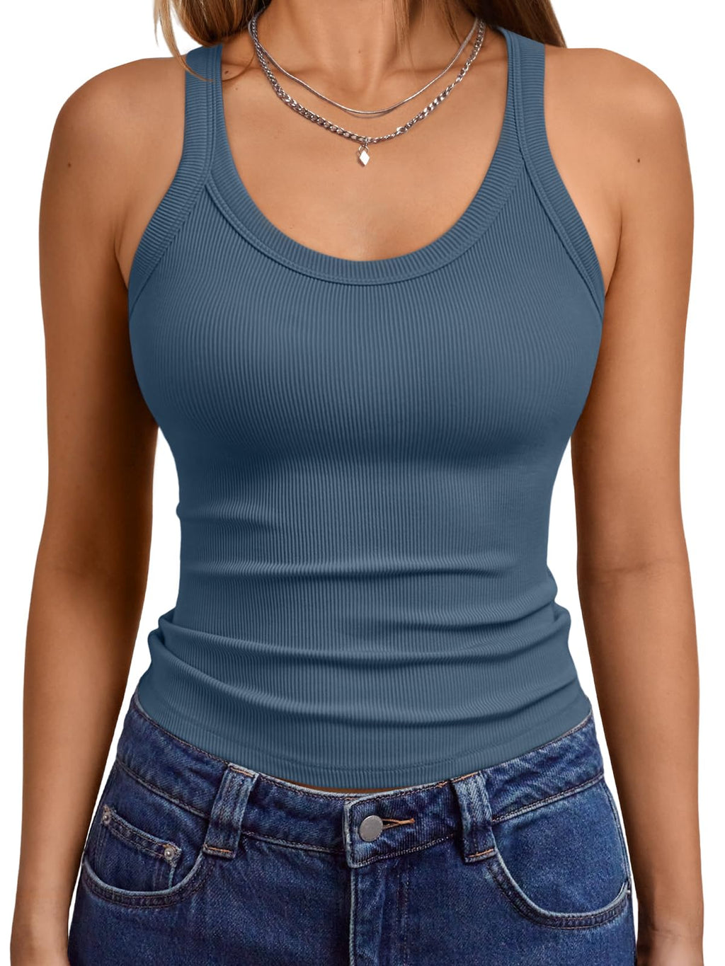Trendy Queen Women's Tank Tops Crop Camisole Summer Fashion Sleeveless Ribbed Workout Basic Going Out Gym Spring Clothes 2026