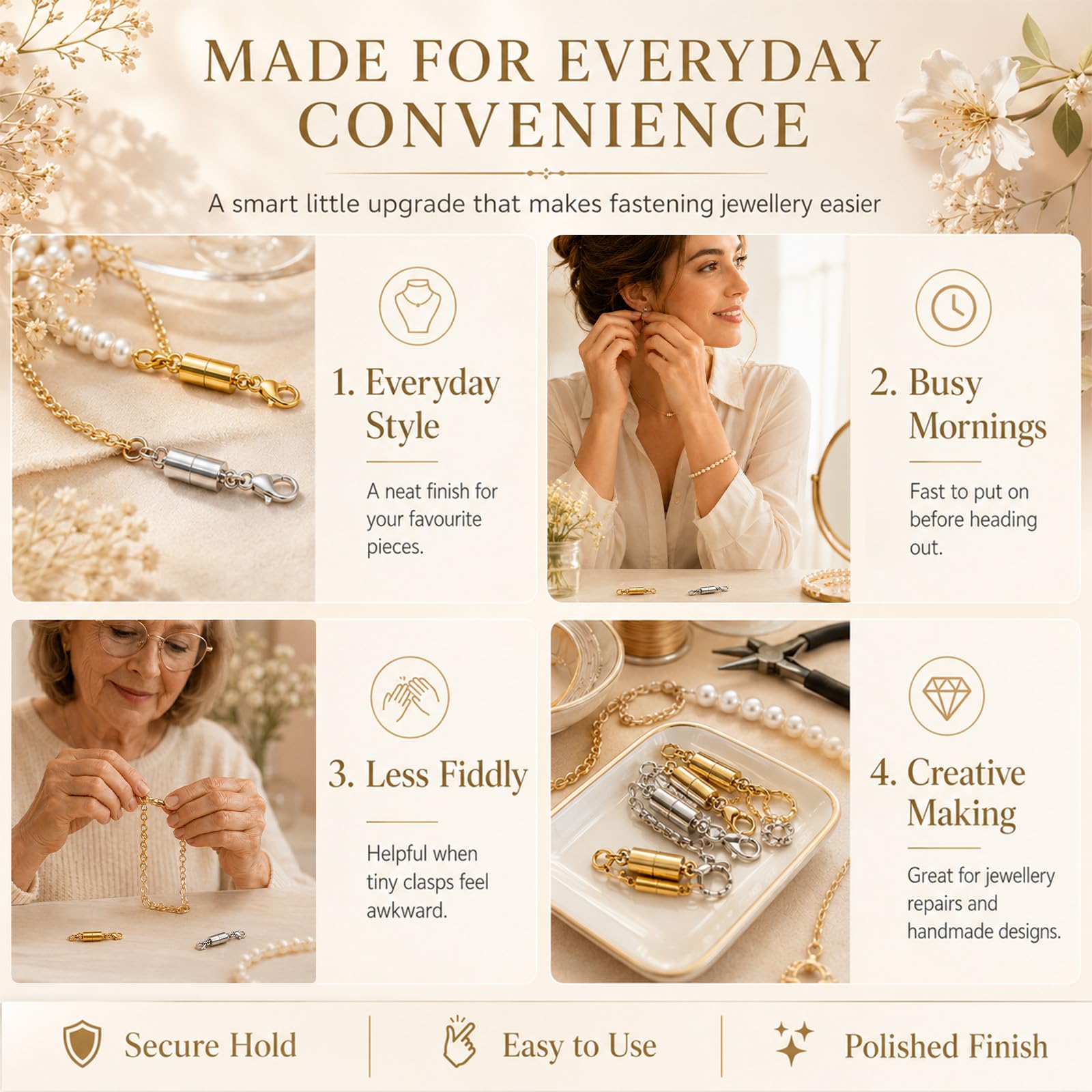 12 Pack Magnetic Necklace Clasps and Closures. Necklace Jewelry Extender with Strong Magnet. for Jewelry Necklace Bracelet Making. Gold and Silver Plating (12Pcs | Gold Cylinder)