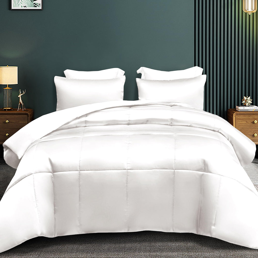 Whale Flotilla 2-Piece Reversible Silky Soft Twin Size Comforter Bedding Set, Luxurious Satin Comforters with Satin Pillowcase, Lightweight Duvet for All Seasons, Black