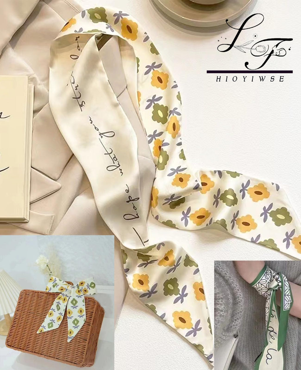 Hioyiwse Purse Scarf Handbags For Women Skinny Hair Neck Accessories Scarves With Bag Scarfs Handle Fashion Lightweight