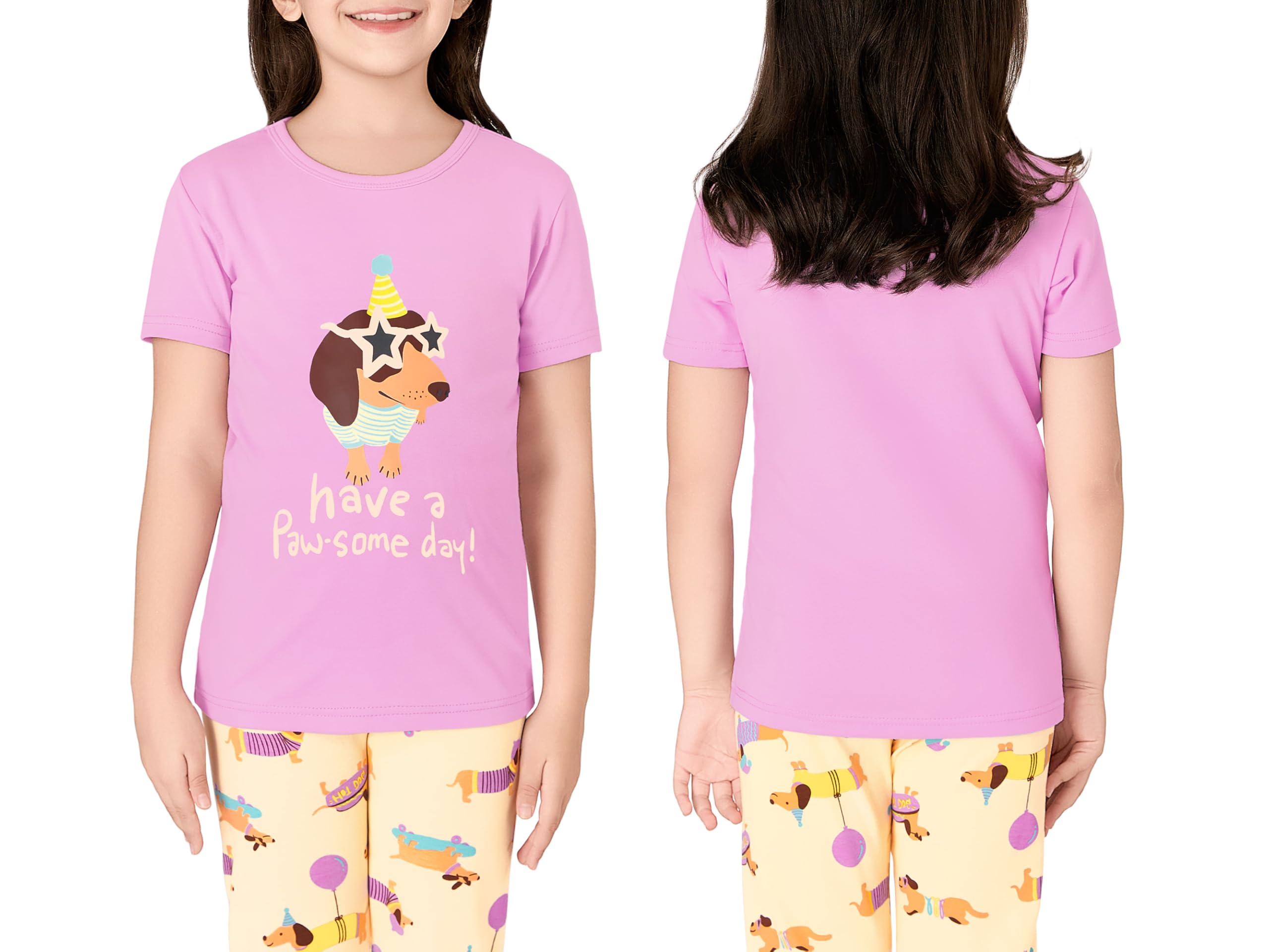Topgal Little & Big Girls Cotton Knit Pajama 3-Piece Shorts Pants Summer PJ Set Size 4-14
