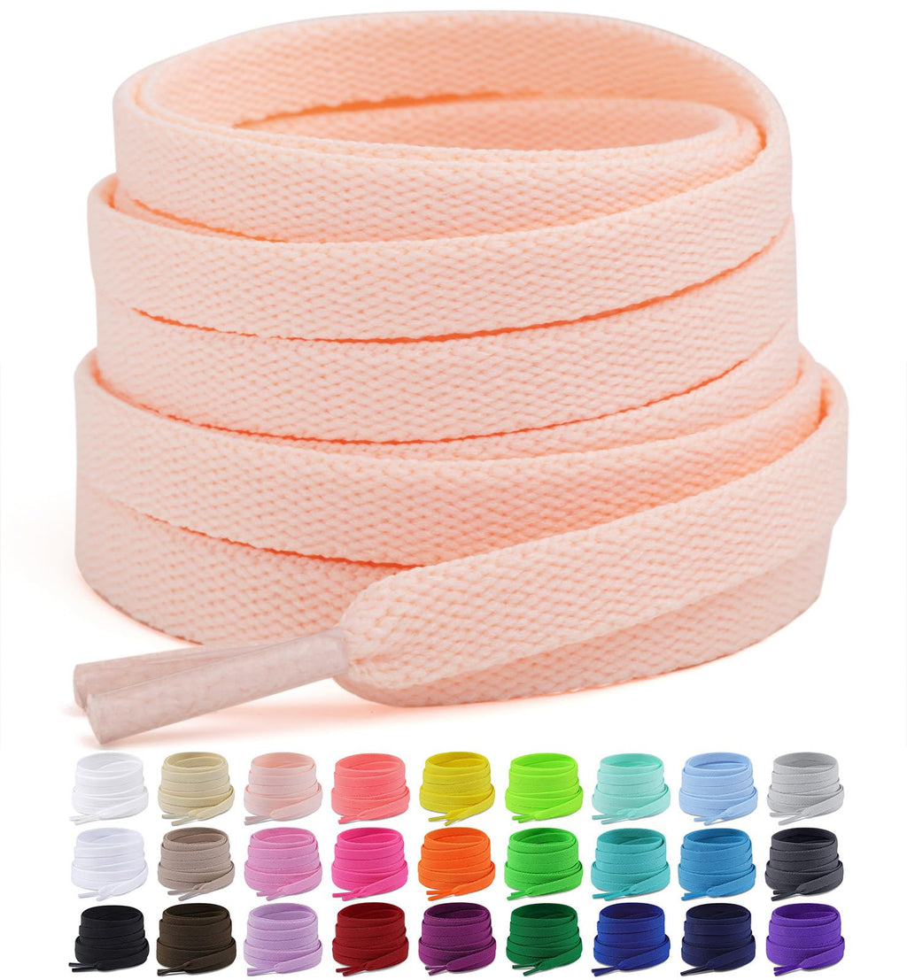 Upgrade Tight Weave Flat Shoelaces 28 Colors 5/16" Wide Shoe Laces for Sneakers - 2Pairs