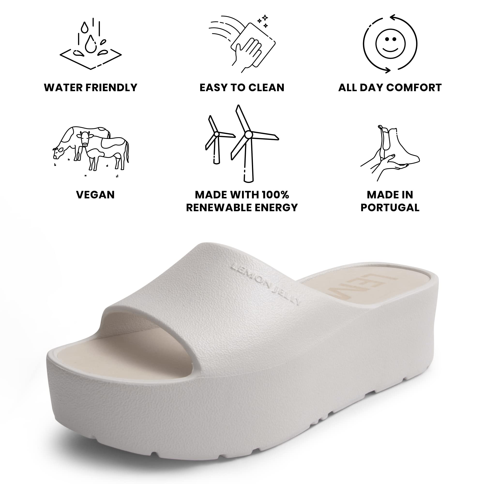 Lemon Jelly Women's Sunny Platform Sandals - Cute Water-Friendly Comfort Wedges for the Beach or Casual Wear - Super Lightweight Slip-On Flip Flops for Ladies