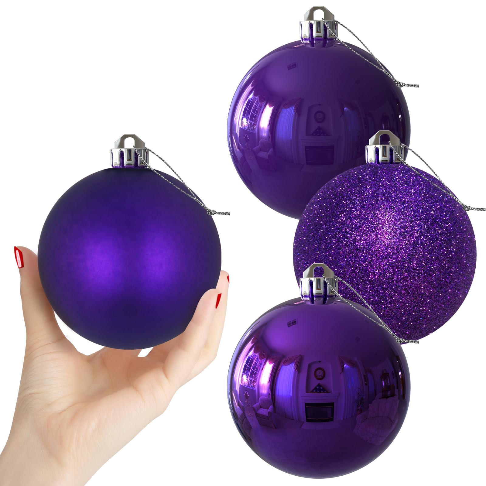 Bubblegun Pink 1.6" Small Christmas Balls Christmas Tree Decoration Ornaments Shatterproof Hanging Balls for Birthday Halloween Holiday Wedding Decorations Set of 12pcs