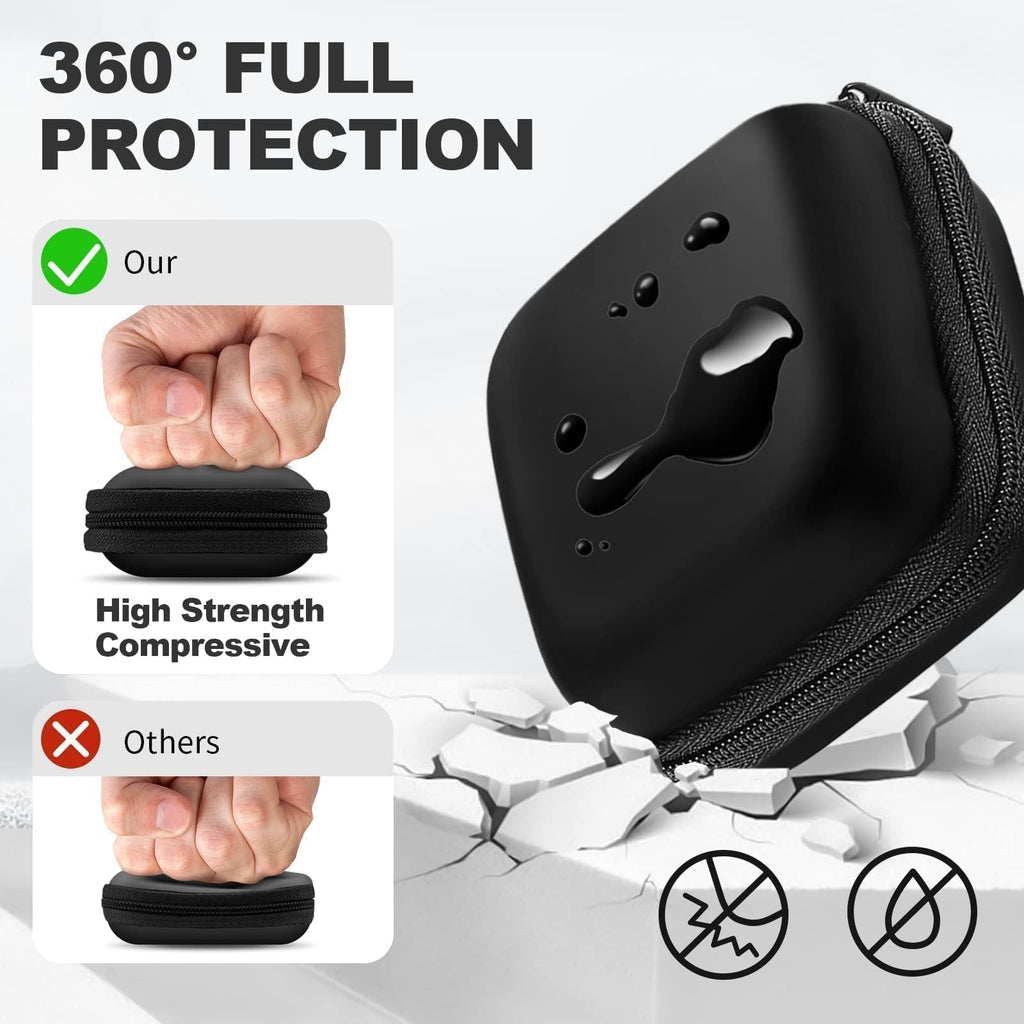 2Pack Oval Earbud Case Portable EVA Carrying Case Storage Bag Cell Phone Accessories Organizer with Carabiner for Earphone, Earbud, Earpieces, SD Memory Card, Camera Chips, Black/Purple