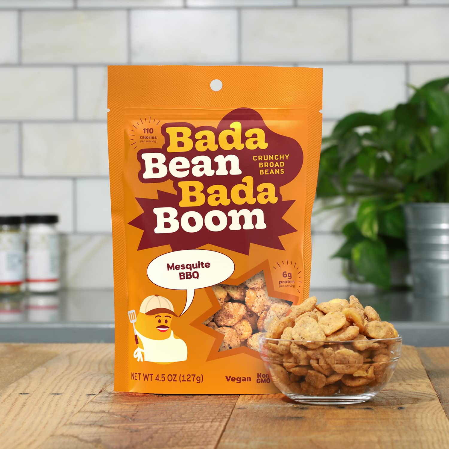 Bada Bean Bada Boom, Crunchy Roasted Broad Bean Snacks (Fava), High Protein, Vegan, Gluten-free - 110 Calorie Packs, Buffalo Wing, 4.5 Ounce (Pack of 6)