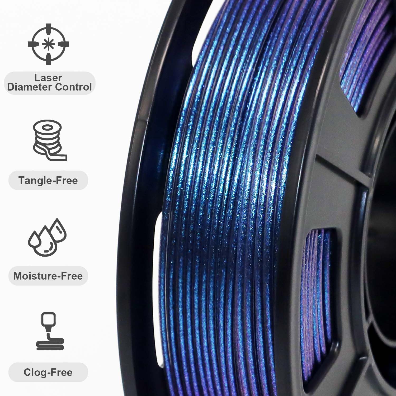 RepRapper PLA Filament, Multicolor Glitter Sample Pack, Shiny Galaxy Silk PLA1.75MM for 3D Printer, Glow in The Dark Sparkle Laser Series 3D Printer Filament, 250g*4