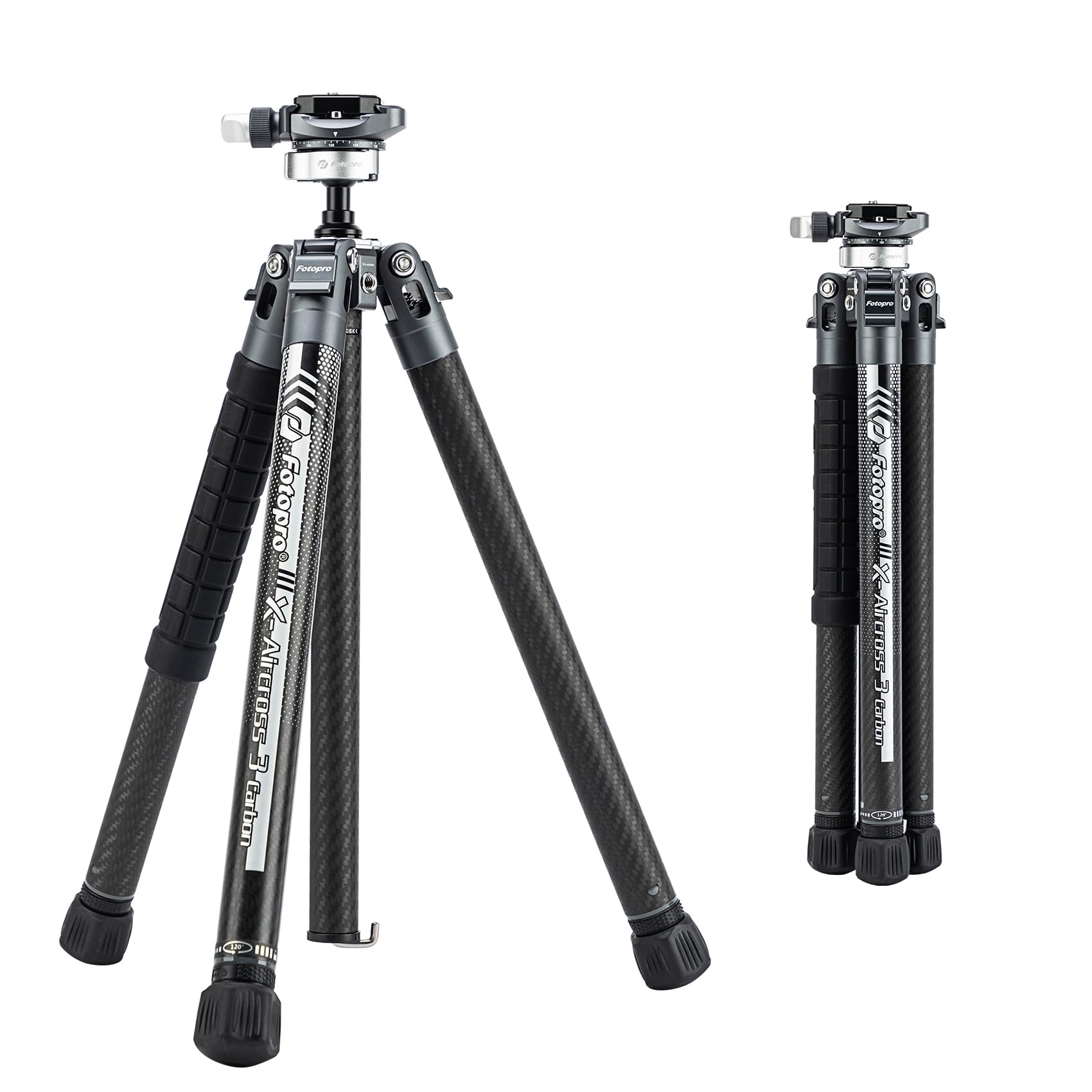 Fotopro 60" Camera Tripod, Carbon Fiber Travel Tripod with 360° Ball Head, Ultralight 2.1lbs, 22lbs Load, Quick Lock, Folds to 14.3" Carry-On, for DSLR Mirrorless Cameras, X-Aircross 3 Blue