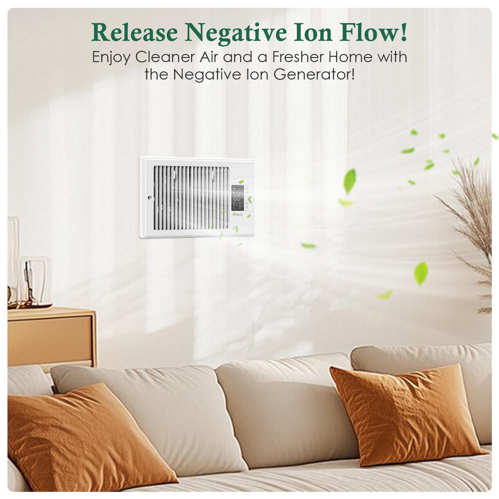 VallisCo Register Booster Fan 6" x 10" with Negative Ion, Manual Airflow Direction Control, Quiet 10-Speed Heating Cooling AC Vent Fan with Remote & Thermostat Control for Wall Floor, Bronze