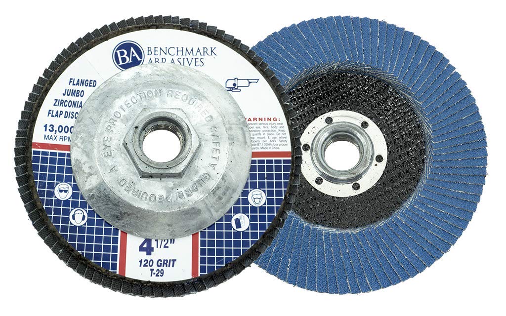 Benchmark Abrasives 4.5" x 5/8"-11 Premium High Density Jumbo Zirconia Type 29 Flap Discs 4 1/2 for Angle Grinder, Sanding Discs, Finishing - Grinding Wheels 4 1/2 Inch (10 Pack) - 40 Grit