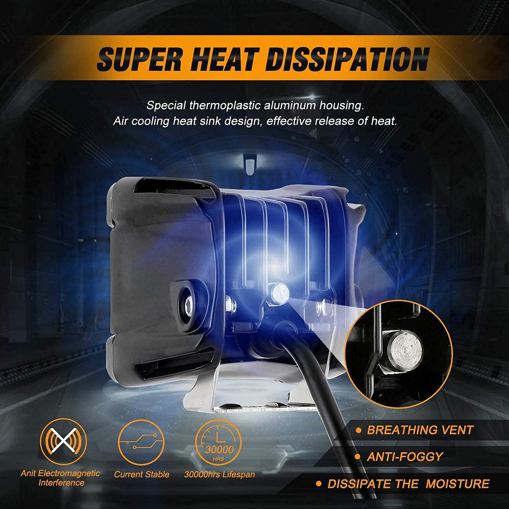Auxbeam FA Series 3 Inch LED Cubes with DRL 2 Modes Spot Beam Offroad Lights 20W Driving Spotlights A-Pillar Ditch Lights for 4x4 Truck Car ATV Motorcycle, Pair