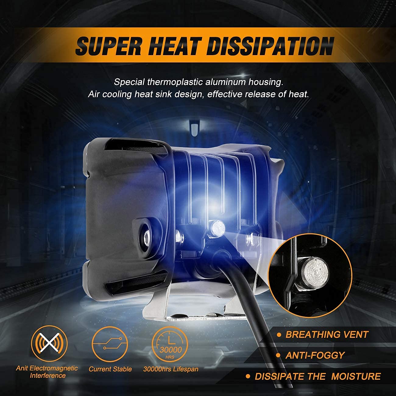 Auxbeam FA Series 3 Inch LED Cubes with DRL 2 Modes Spot Beam Offroad Lights 20W Driving Spotlights A-Pillar Ditch Lights for 4x4 Truck Car ATV Motorcycle, Pair