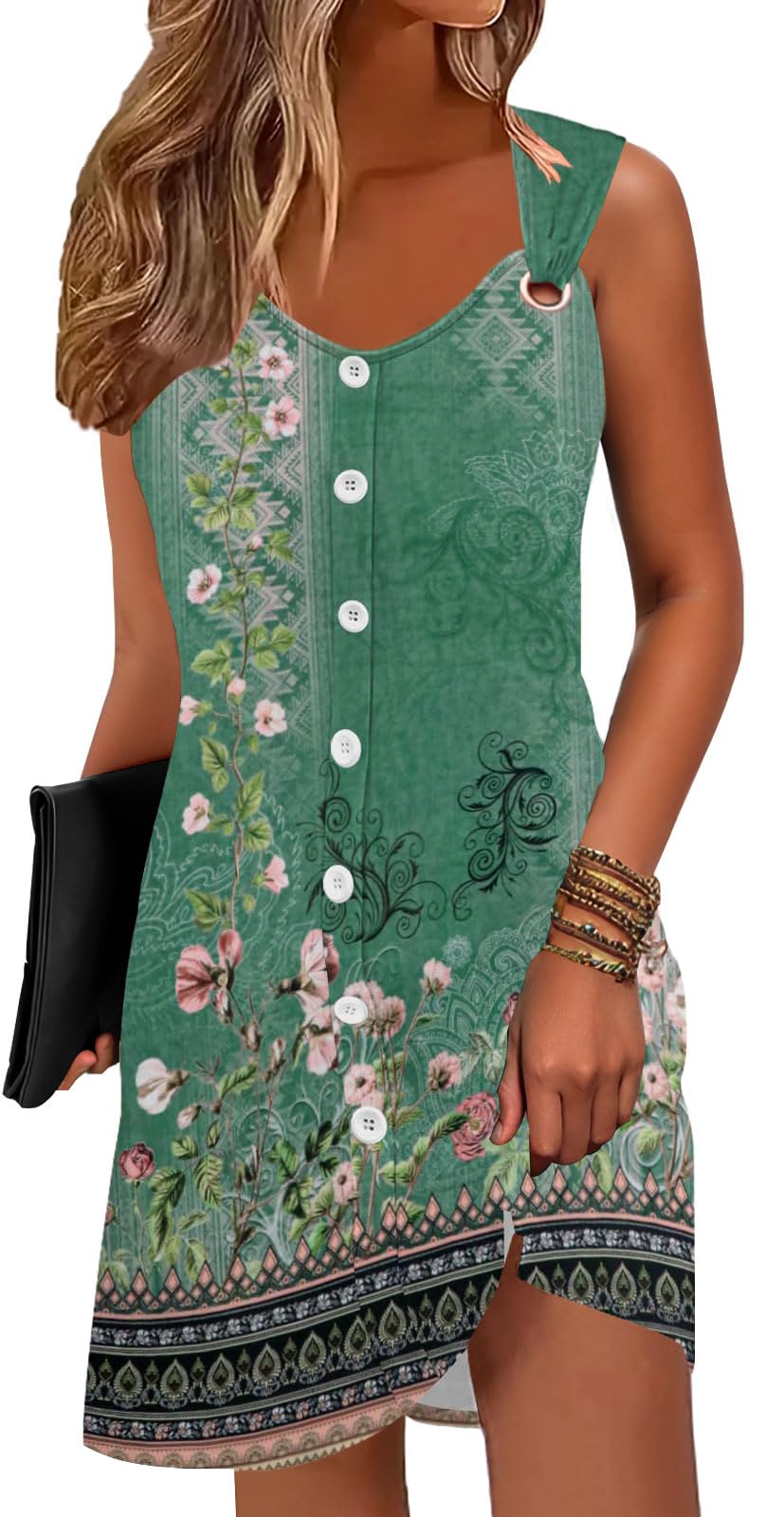 Disamer Summer Dresses for Women 2026 Sundresses Beach Swimsuit Coverups Vacation Sleeveless Button Down Spring Sun Dress
