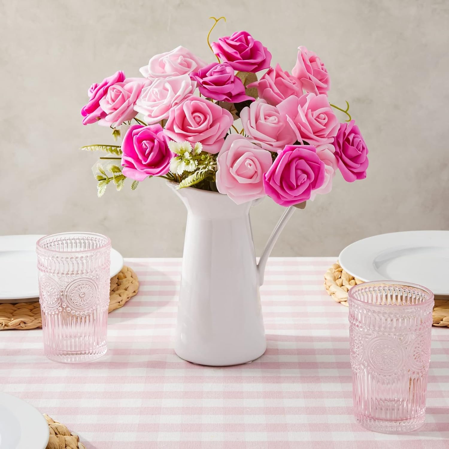 Bright Creations Artificial Flowers Foam Rose Heads - 3 x 1.2 in, Mixed Pink Shades, 100 Pack - Foam Roses for Flower Wall & Garland Backdrops, Wedding & Bridal Shower Decor
