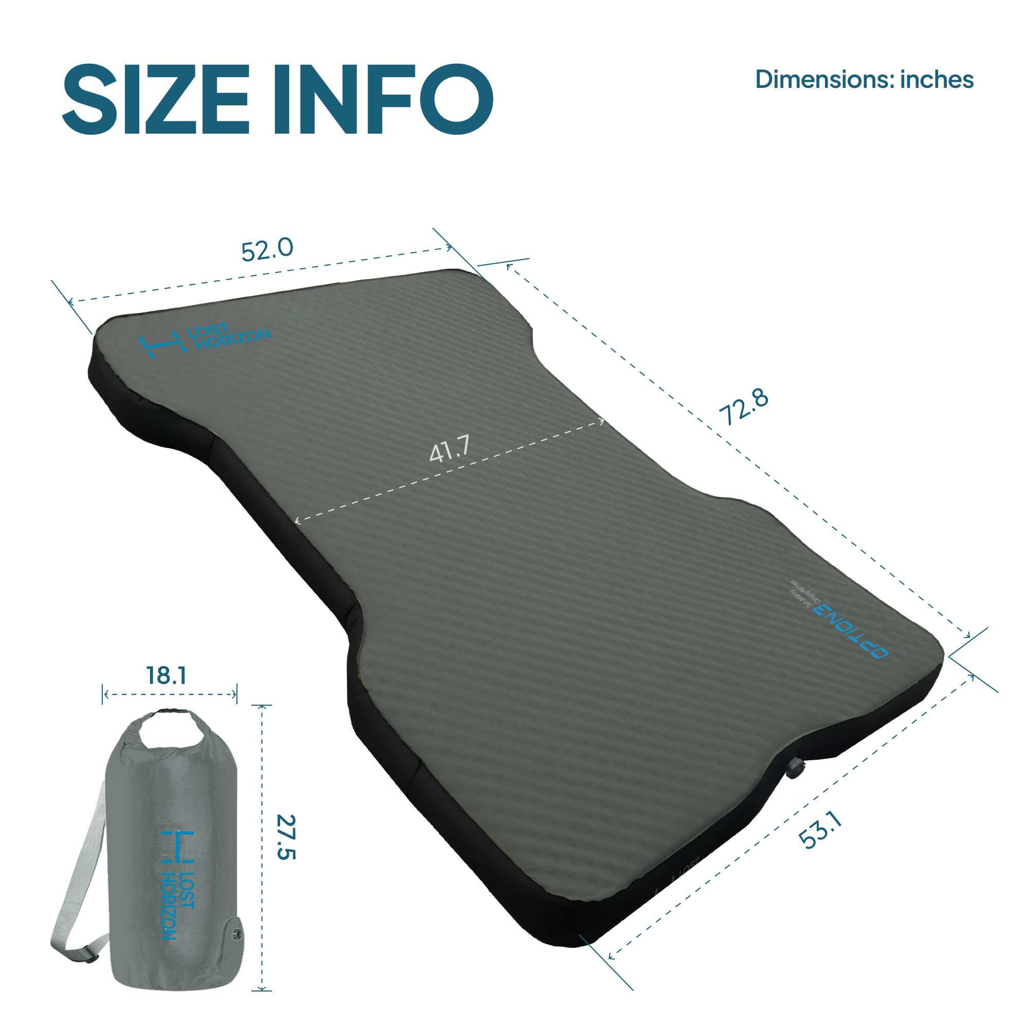 Lost Horizon Truck Bed Camping Air Mattress with Foam, Self Inflating Sleeping Pad for Tacoma 5FT with Pump Sack, 4.5" Thick
