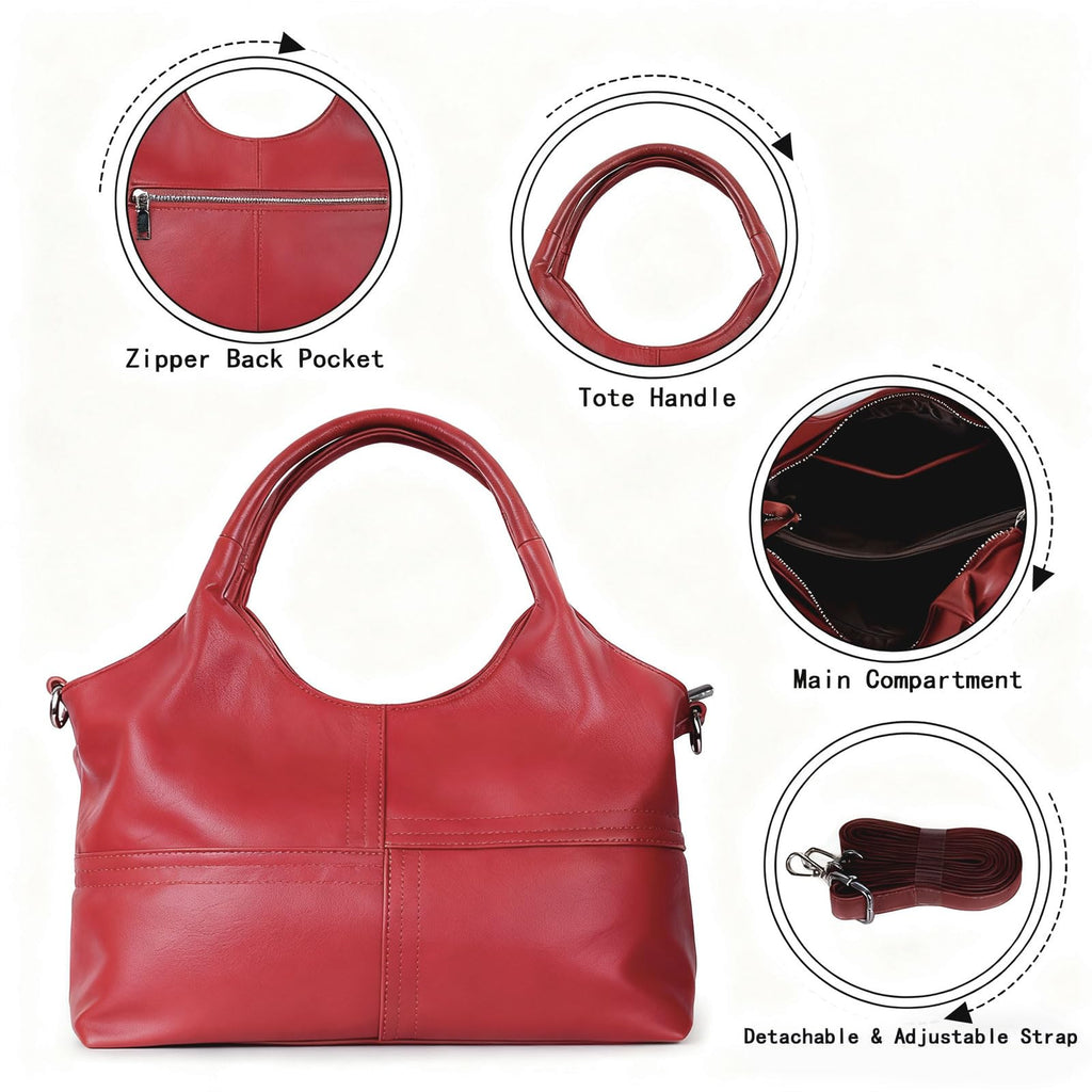 KOGTLA Medium Vegan Leather Purses for Women with Detachable Satchel Strap, Ladies Handbags, Tote Hobo Bags with Two-Handle