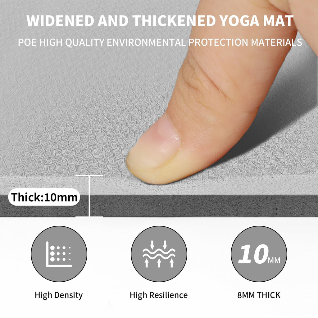 Large Yoga Mat (6'x 4')-POE 0.28''/0.32''/0.4'' Thick Fitness Mat, Eco-Friendly Exercise Mat for Home Workouts, Ideal for Yoga and Pilates