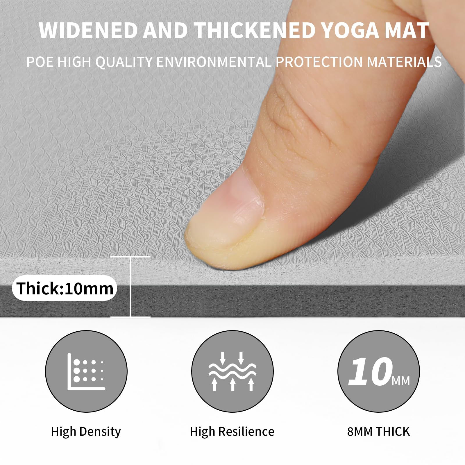 Large Yoga Mat (6'x 4')-POE 0.28''/0.32''/0.4'' Thick Fitness Mat, Eco-Friendly Exercise Mat for Home Workouts, Ideal for Yoga and Pilates