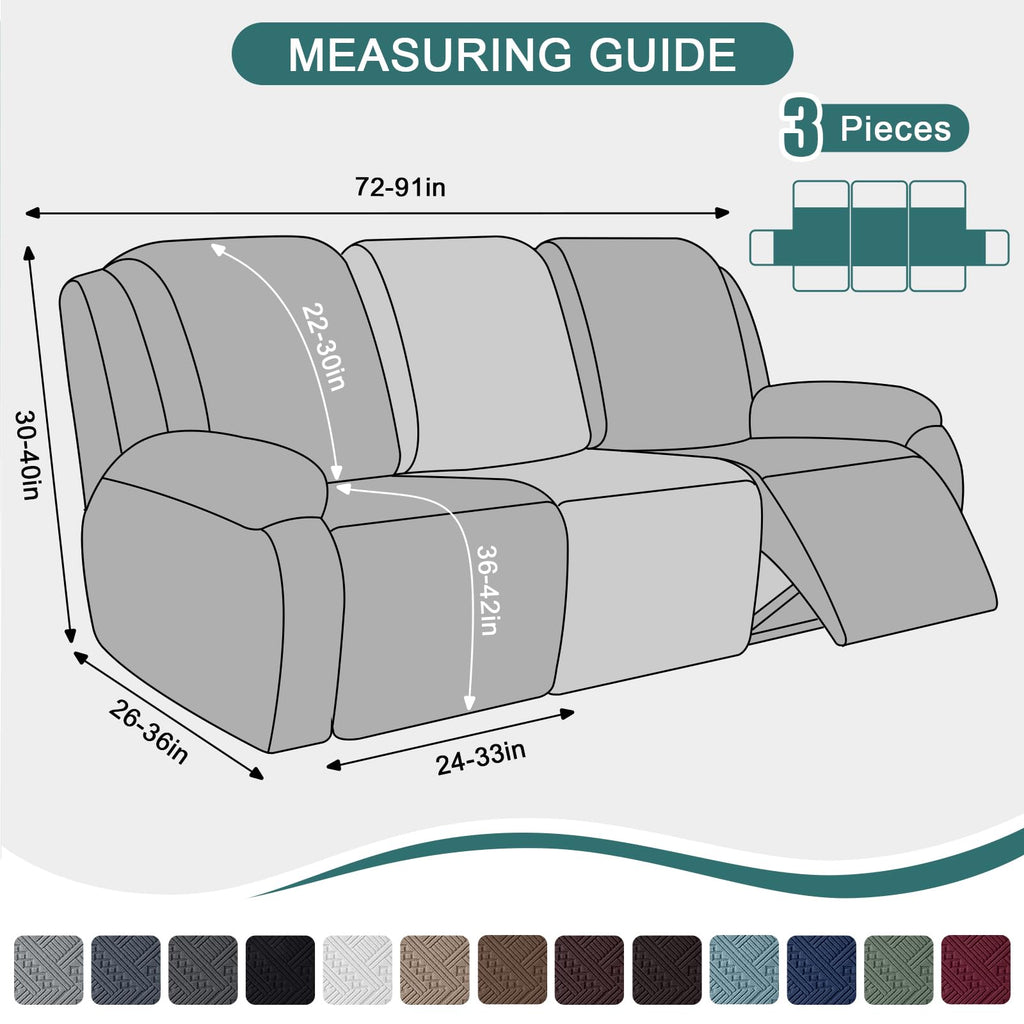 Ruaozz Recliner Chair Covers 3-Pieces Lazy Boy Recliner Slipcovers Stretch Reclining Chair Slipcover Washable Furniture Protector with Elastic Bottom (1 Seater, Army Green)