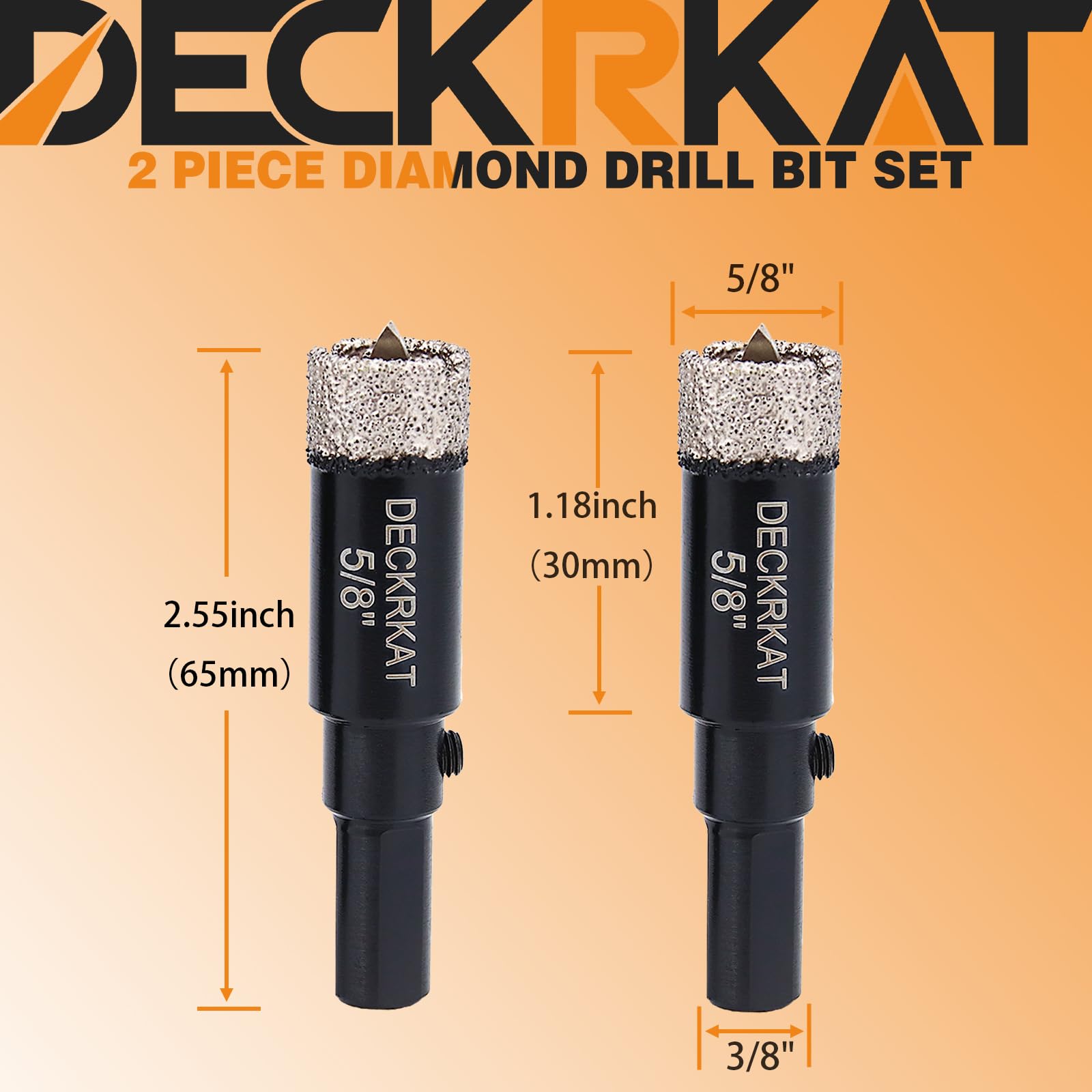 1 Inch Diamond Hole-Saw Bits with Pilot Drill Bit - 2pc 1" Diamond Tipped Tile Hole Saws with Guiding Bit Accurate Drilling for Porcelain Tile Ceramic Pottery Granite Stone Glass Bottles 25mm