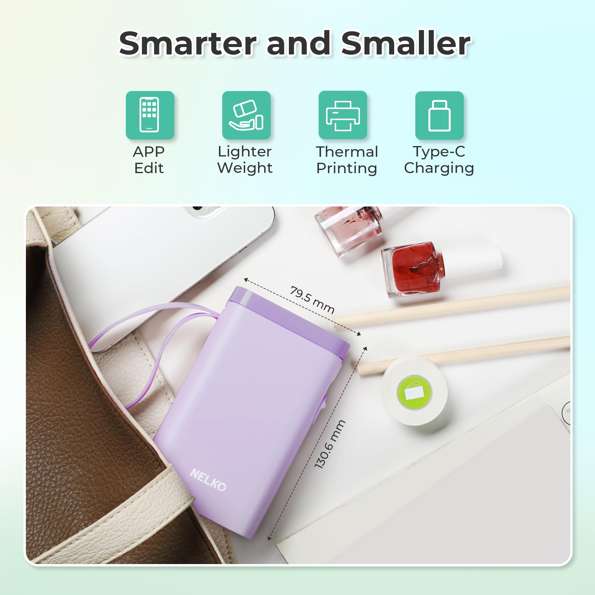 Nelko Label Maker Machine with Tape, P21 Bluetooth Label Printer, Wireless Mini Label Makers with Multiple Templates for School Office Home, White