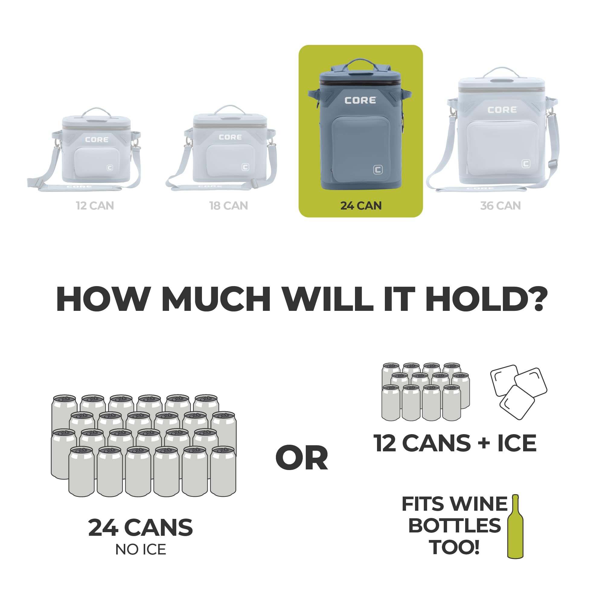 CORE Magnetic Leak Proof Soft Cooler with Waterproof Zipper | Insulated Bag Portable Ice Chest Box | Best Soft Cooler for Food & Beverages for Tailgating, Car Camping, Travel, and Family Beach Picnics