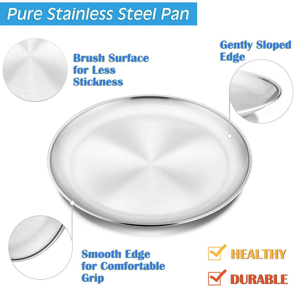 P&P CHEF Pizza Pan Set of 2, Stainless Steel Pizza Tray, Round Pizza Plate For Pie Cookie Pizza Cake, Non Toxic & Heavy Duty, Dishwasher Safe & Easy Clean, 10 Inch & Silver