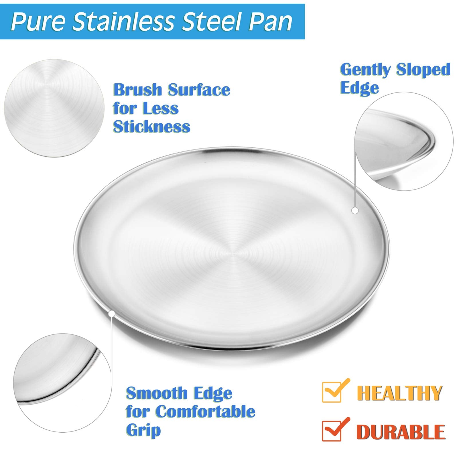 P&P CHEF Pizza Pan Set of 2, Stainless Steel Pizza Tray, Round Pizza Plate For Pie Cookie Pizza Cake, Non Toxic & Heavy Duty, Dishwasher Safe & Easy Clean, 10 Inch & Silver
