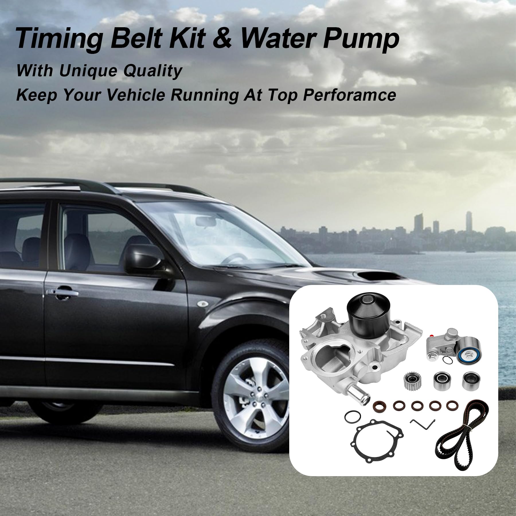 Engine Timing Belt Kit with Water Pump | Compatible With 1987-2001 Toyota Camry Celica RAV4 MR2 Solara 2.0L 2.2L 3SFE 5SFE L4 DOHC 16V | Replaces# TBK138, TCKWP199