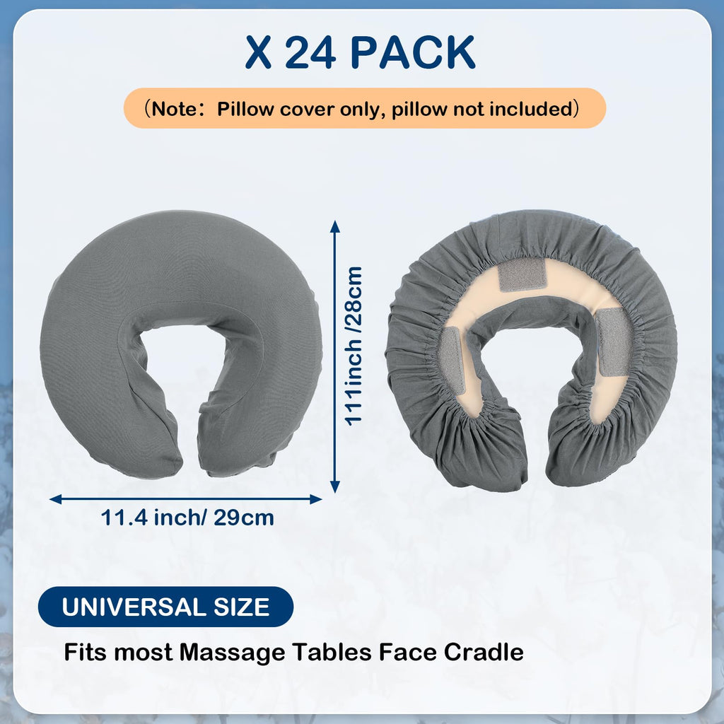 Macarrie 24 Pcs Face Cradle Covers for Massage Table Microfiber Reusable Soft Thicker Massage Table Headrest Covers Bulk Oil Proof Cradle Head Rest Sheets for Spa Beauty Salons(Beige)