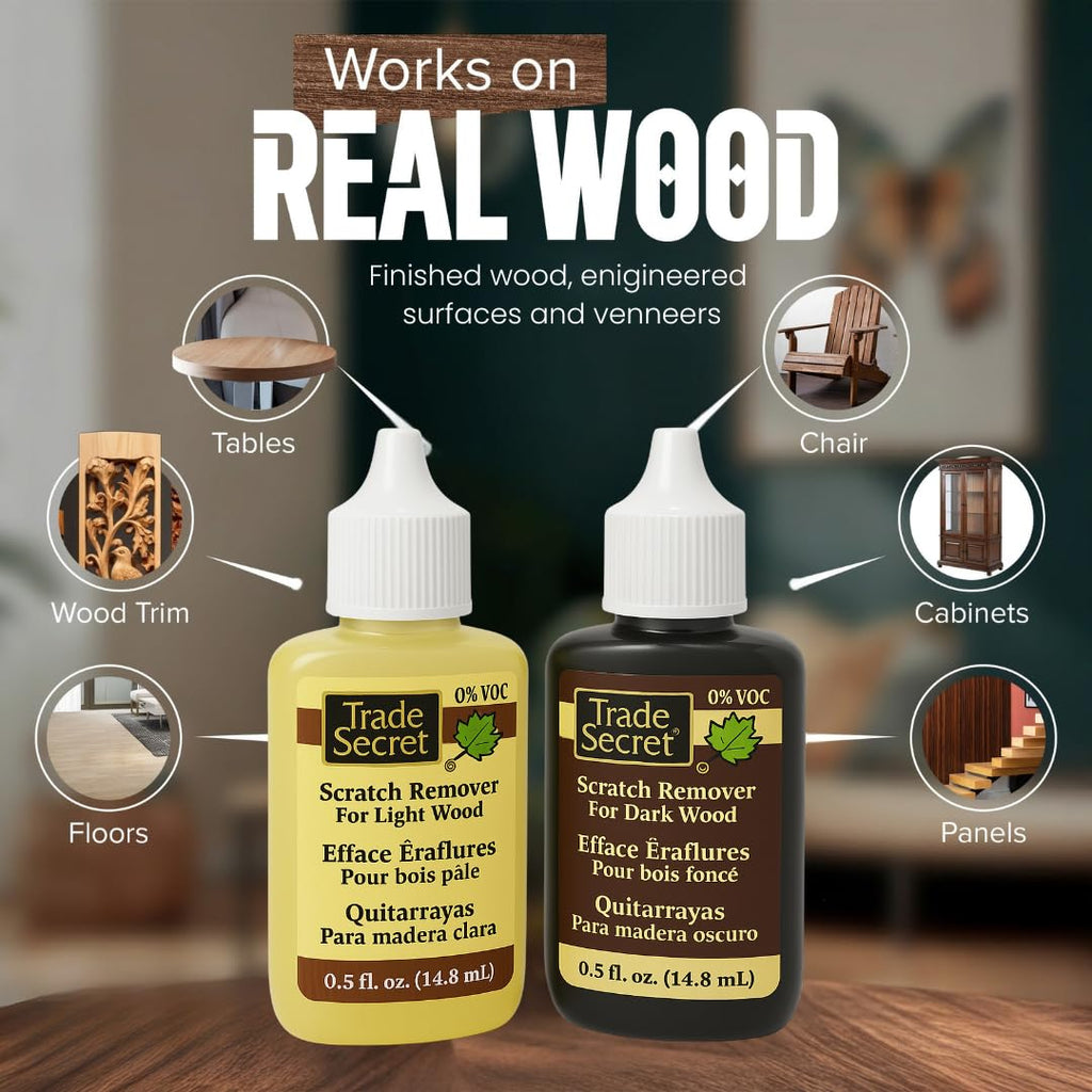 Trade Secret Scratch Concealer for Dark Wood Furniture & Floors – Dark Brown Shade Stain Covers Nicks, Scuffs, Dog & Cat Scratches, Minor Defects – Real Wood Only