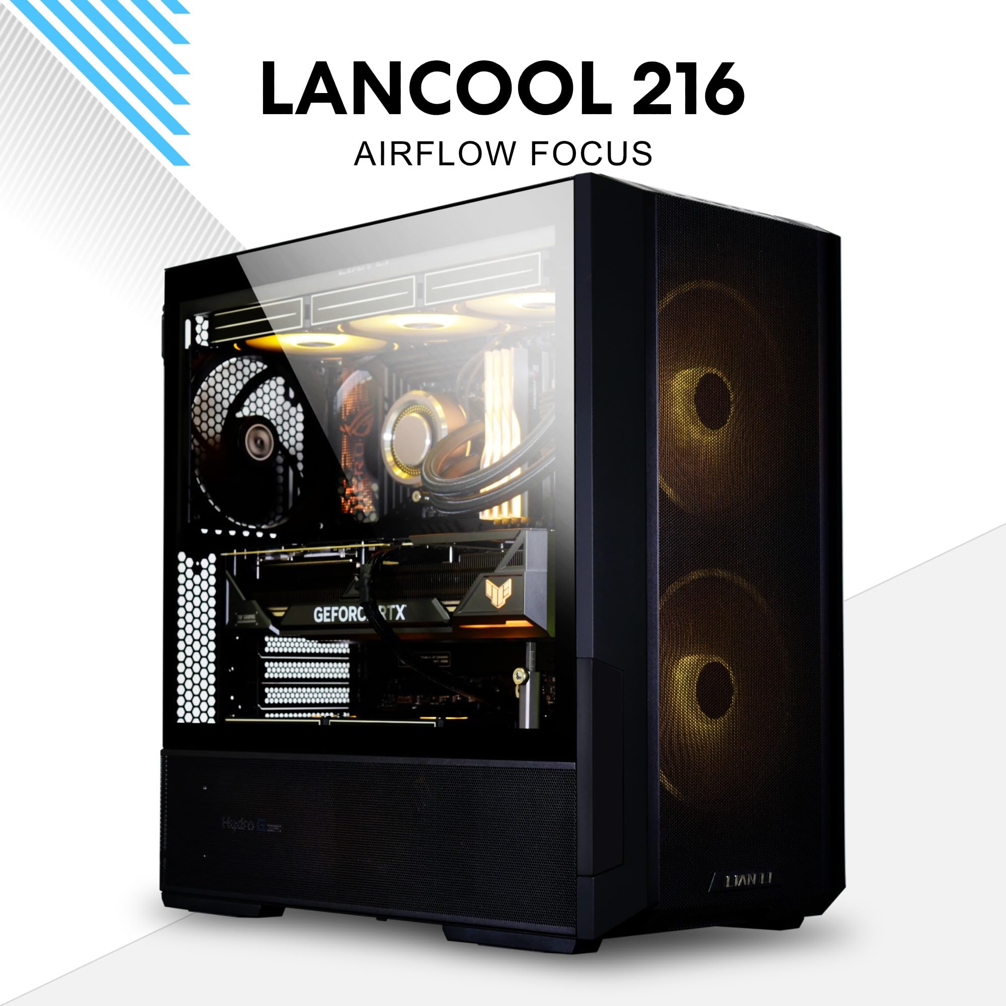 LIAN LI LANCOOL 207 Compact ATX RGB Gaming Computer Case, Airflow Optimized Mesh Panels Tower Chassis w/ 2x140mm ARGB,2x120mm PWM Fans Pre-Installed, USB Type-C Port, Tempered Glass Side Panel (Black)
